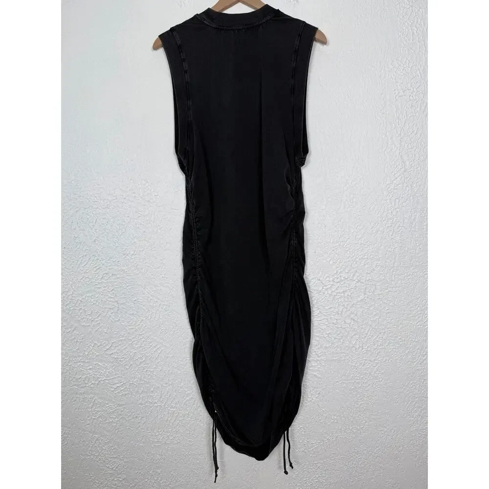 Daily Practice Anthropologie Ruched Sleeveless Dress Black Size 1X - Picture 3 of 5